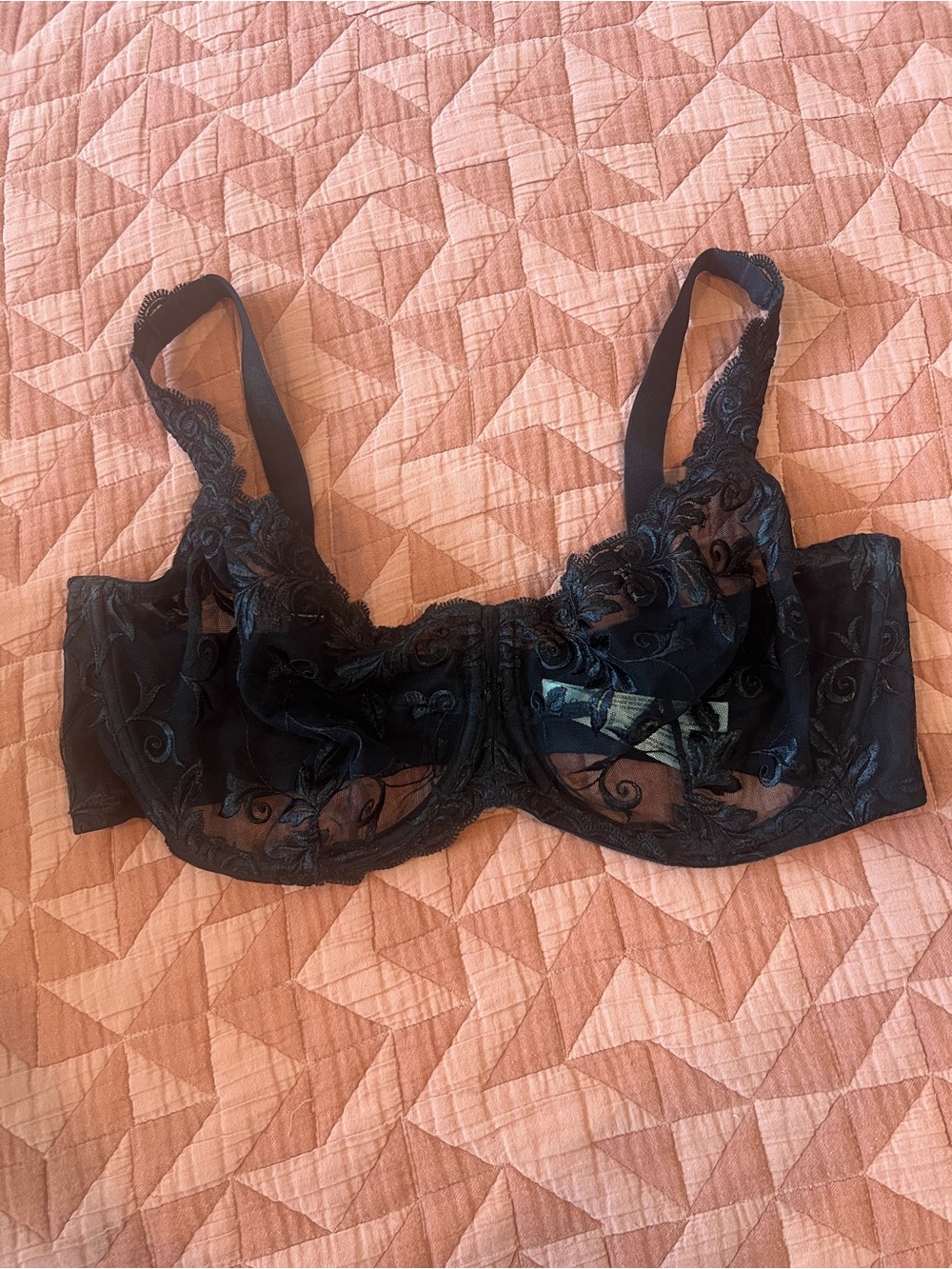 Soma Black Sheer Embroidered Underwire Bra